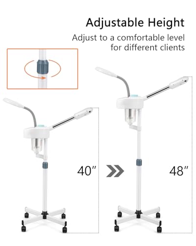 Artist hand Professional Facial Steamer with 5X LED Magnifying Lamp 2 in 1 | Esthetician Face Steamer for Facial Deep Cleansing, Facial Machine Fast Heat Moisturizing for Beauty Salon Spa Home Use - size: White Hot Only & Magnifire Lamp