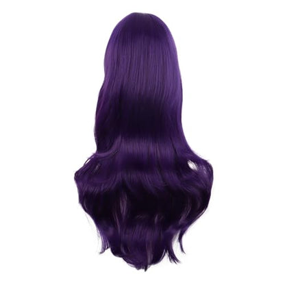 MapofBeauty 28 Inch Long Curly Hair Costume Cosplay Wig, Dark Violet | 70 cm Wig, Women, Side Bangs, Fashion - color: Dark Violet