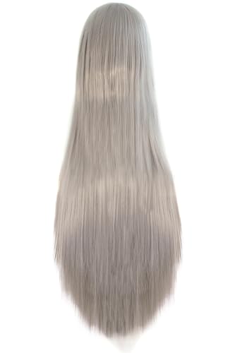 MapofBeauty 32 Inch Long Straight Anime Costume Cosplay Wig, Gray | 80 cm Party Wig - color: Gray