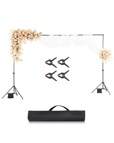VEVOR Backdrop Stand, 6.5 x 10 ft Adjustable Photo Backdrop Stand Kit, Portable Background Backdrop Stand with 5 Crossbars, Heavy Duty Projector Screen Stand, for Wedding, Photo Video Studio & Party - size: 6.5 x 10 Ft