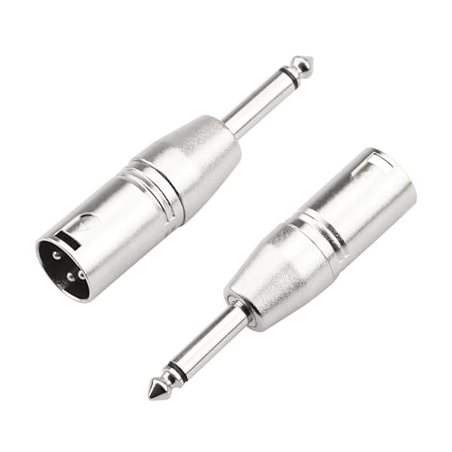 1/4 Inch TS Mono to XLR Adapter, Male XLR to 6.35mm Quarter Inch Unbalanced Audio Connector Compatible with Stereo,Microphone,Mixer-2 Pack - color: 1/4" TS to XLRM