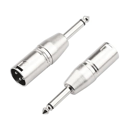 1/4 Inch TS Mono to XLR Adapter, Male XLR to 6.35mm Quarter Inch Unbalanced Audio Connector Compatible with Stereo,Microphone,Mixer-2 Pack - color: 1/4" TS to XLRM