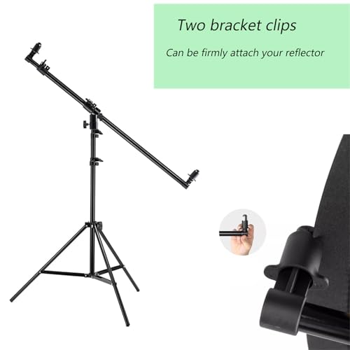 Extendable Reflector Holder Arm with 78.7"/2m Tripod Light Stand, Photo Telescopic 25.5" to 47.2" Boom Arm 360° Swivel Reflector Bracket for Product Portrait Studio Outdoor Photography - style: Reflector Holder w/Stand