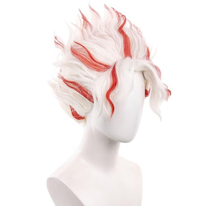 White Mixed Red Short Cosplay Wig Replacement Wig Heat Resistan Synthetic Fiber Hairs for Uniex Adult Cos Halloween Christmas Anime Party - color: Red White