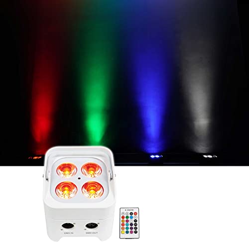 Rockville Best PAR 50 White RGBWA+UV Par Light 3-Pack with RLB80 Travel Bag | Up to 15-Hour Rechargeable Battery, Wireless DMX, 6/10 Channel, 3-Pin, 24W, IRC Remote, Sound Activated, Up-Light, 4-items