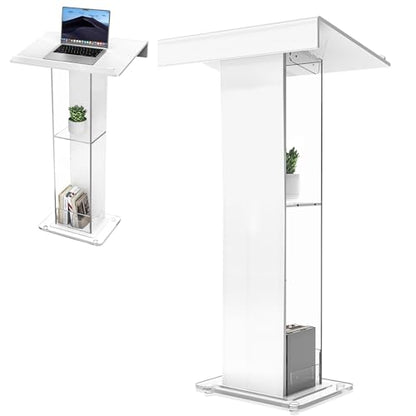 45.3 Acrylic Podium Lectern, Pulpit for Churches with Double Shelves, Modern Plexiglass Pulpits Lectern, Stand Up Pulpits for Classroom, Conference, Wedding - size: 45.3IN