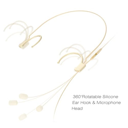 KIMAFUN Headset/Headworn Microphone Professional Earset Over Ear Hanging Condenser Mic Compatible with Audio Technica Wireless System Bodypack Transmitter, For Performance, Theater, Lecture - Beige T4 - size: T4 for Audio Technica Wireless System