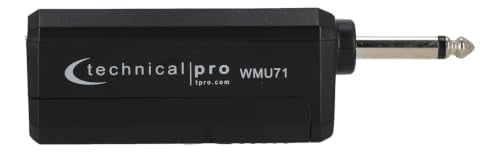 Technical Pro WMU72 Rechargeable Dual Wireless Microphones with USB-Powered Receiver, 2.4 GHz, 150 ft Range, Dynamic Cardioid Pickup, 1/4 in to 3.5 mm Adapter, for PA, DJ and Computers