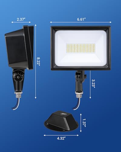 DEWENWILS 65W Outdoor LED Flood Light, IP65 Waterproof 6670LM 5000K, Black | Knuckle Mount, Super Bright, Security Flood Light, Super Bright for Landscape, Garden, Yard, Garage, Driveway - color: Black