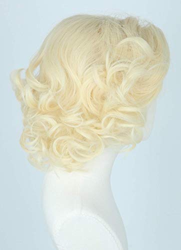 Topcosplay Women Hair Wigs Blonde Wig Short Curly Halloween Costume Cosplay Wig Deep Wave - color: Blonde