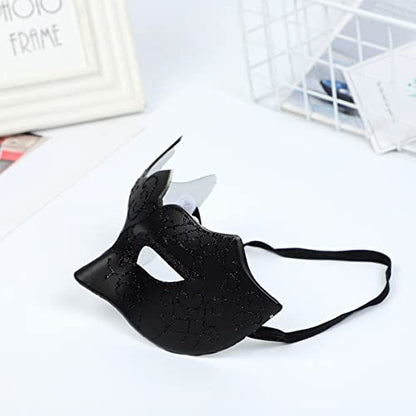 Masquerade Mask for Men Women Couple, Venetian Carnival Mask for Mardi Gras, Halloween, Party Prom Ball Costume - color: Black