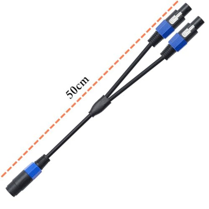 Speakon Splitter Cable, Speak-on 1 Female 2 Male Audio Cable (50cm) | Speaker Extension Cable, Speaker Break Out Cable with Twist Lock for DJ/PA Speaker Cord (1 Female to 2 Male) - style: 1 Female To 2 Male