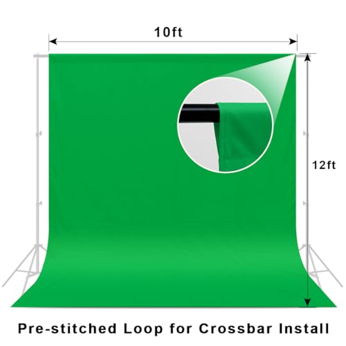 10X12ft Green Screen Backdrop for Photography, LCUIRC Chromakey Polyester Collapsible Greenscreen Background for Streaming, Photography, Zoom Meeting, Video Editing, Podcasting - color: 10x12ft Green
