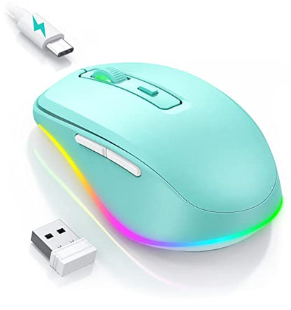 PEIOUS Wireless Mouse Jiggler, LED Mouse with Built-in Mouse Mover, Green - color: Mint Green
