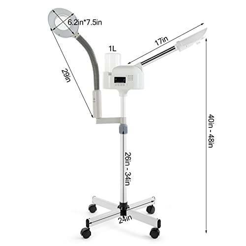 Artist hand Professional Facial Steamer with 5X LED Magnifying Lamp 2 in 1 | Hot Face Steamer Upgrade Esthetician Steamer for Facial Deep Cleansing, Fast Heating, Facial Machine, Beauty Salon Spa Home - size: White Hot & Magnifire Lamp