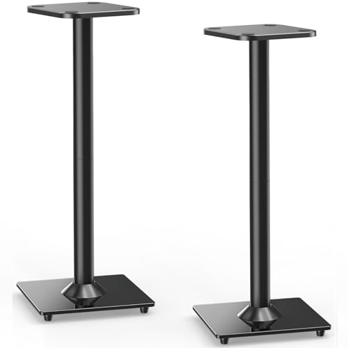 Speaker Stands Pair, 31" Fixed Height, Max 22 lbs, Tempered Glass Base - size: Height 31"