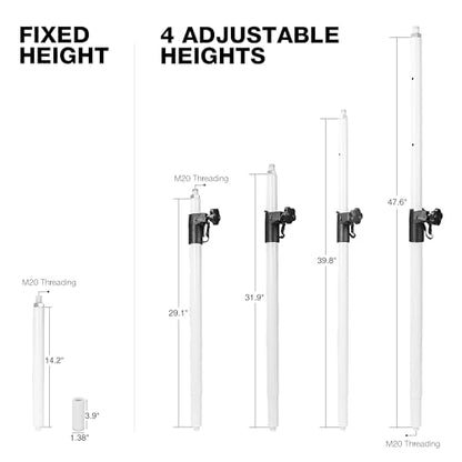 Sound Town Speaker Pole Set, 29"-48" Adjustable Height Subwoofer/Speaker Pole and 14" Fixed Height Extended Pole with M20 & 35mm Adapters, White (STSD-MM1449W) - size: Height-Adjustable/Fixed Poles, White(M20 & 35mm)