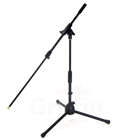 GRIFFIN Short Boom Mic Stand (Low Profile-X Series) – Tripod Mount for Kick Drum, Guitar Amps, Studio Desks, Singing & Home Recording Use - size: 1 Pack