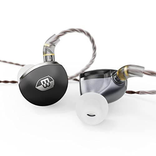 BASN MTPro 14.5mm Planar HiFi in Ear Monitors Headphones (Rich Black) | professional planar driver iem earbuds, cnc craft, 4-core litz OCC cable, carry case, memory foams, for musicians use - color: Rich Black