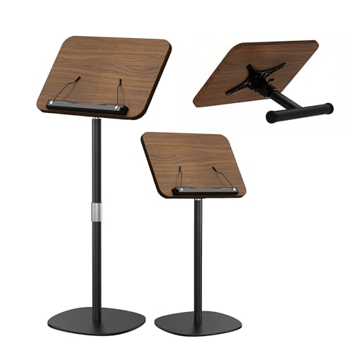 2-in-1 Floor Music Stand & Desktop Book Stand, 16.5"–51" Height Adjustable - color: Walnut Finish, size: 11.8" x 16.5"