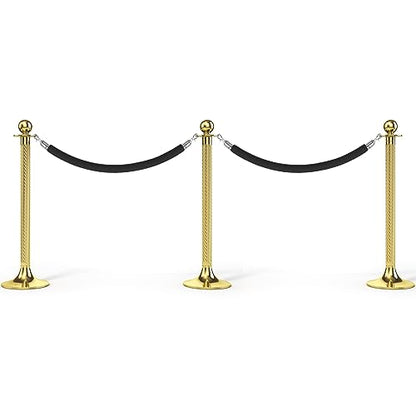 PATIKIL 5 Feet Black Velvet Stanchion Rope, 2 Pack Crowd Control Barrier Rope with Snap Hooks for Posts Stand Queue Divider of Hotel Theater, Silver - color: Black