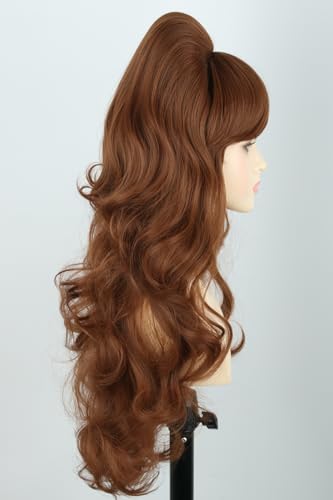 50s Married Housewife Costume Wigs for Women Brown Big Bouffant Hair Beehive Wigs - color: Brown
