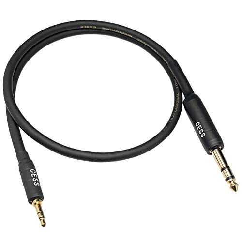 CNCESS 3.5mm to 6.35mm TRS Stereo Audio Cable, 2 Feet 1/8 Inch Male to 1/4 Inch Male Headphone Amp Guitar Keyboard Mixer Cord, 1 Pack - size: 2 Feet