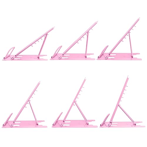 Honagu Small Book Stand Book Holder Metal Desk Book Stand for Reading Hands Free, Adjustable Cookbook Documents Holder, Portable Bookstand for Music Books, Textbook, Recipe, Tablet, Ipad (Pink) - color: Pink