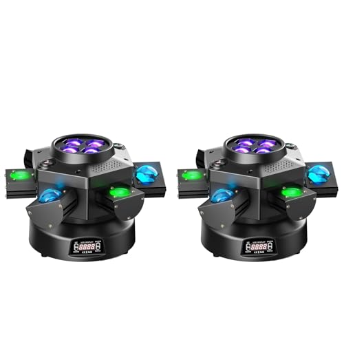 2-Pack Moving Head DJ Lights,150W Party Light with Mixed Lighting Effects, 6 Arms Stage Light Support DMX-512 & Sound Activated, Stage Lights for Party Disco KTV Wedding Club - color: 2-PACK