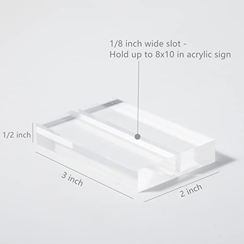 UNIQOOO 3" Clear Acrylic Stand | 10 Pack 3mm Slot Wedding Sign Holders, Perfect for Wedding, Table Number, Exhibition, Office, Restaurant, Business