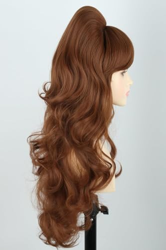 Women Brown Bouffant Big Beehive Wig Housewife Costume Wig Halloween Party Cosplay Wigs - color: Brown