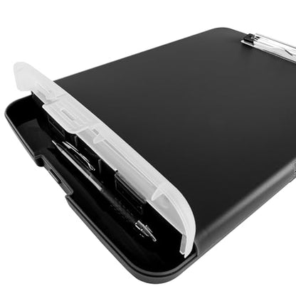 Super Z Outlet Slim Plastic Nursing RN Style Lightweight Coaches Clipboard with Open Foldable Storage, Classroom Teacher College Size (9.5" x 14") (Black, 9.5" x 14") (Pack of 3) - color: Black, size: 9.5" x 14" (Pack of 3)