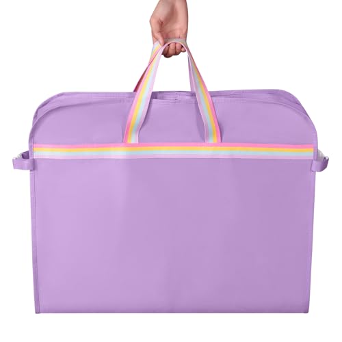 KEEGH 40 inch Dance Costume Garment Bags Kid Dance Bags, Purple | Rainbow Handle, 3 Zipper Pockets, For Dance Competitions, Ballet, Theatre, Costume Garment Bag for Dancers
