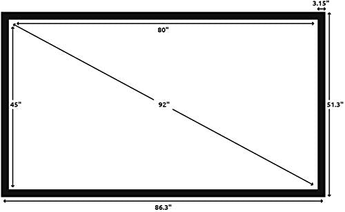 Silver Ticket Products STR Series 6 Piece Home Theater Fixed Frame 4K / 8K Ultra HD, HDTV, HDR & Active 3D Movie Projection Screen, 16:9 Format, 92" Diagonal, Woven Acoustic Material STR-16992-WAB - color: Woven Acoustic Material, size: 16:9, 92"