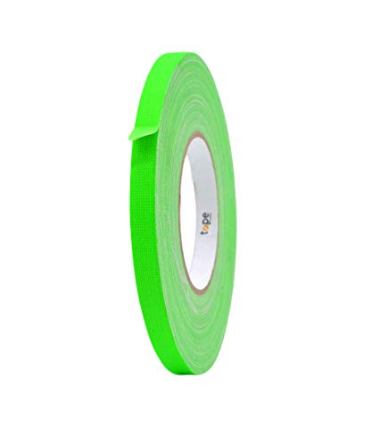 MAT Gaffer Tape Fluorescent Green Low Gloss Finish Film, 1/2 inch x 60 Feet, Residue Free, Non Reflective, Secure Cords to Stages, Great for Concerts or Trade Shows, Weddings, & Floor Marking - color: Fluorescent Green