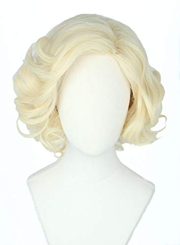 Topcosplay Women Hair Wigs Blonde Wig Short Curly Halloween Costume Cosplay Wig Deep Wave - color: Blonde