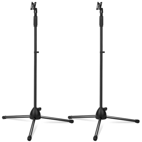 Xuhal 2 Pack Microphone Tripod Stand,Mic Clip | Adjustable Height Speech Universal Floor Standing for Singing Live Stream Stage, Total Height 60" - style: Mic Clip