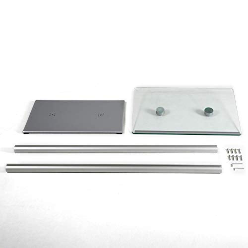 M&T Displays Tempered Clear Glass Conference Podium Stand Silver Aluminum Body and Base 43.9 Inch Height Floor Standing Lectern Pulpit Desk for Classroom Church - color: Silver