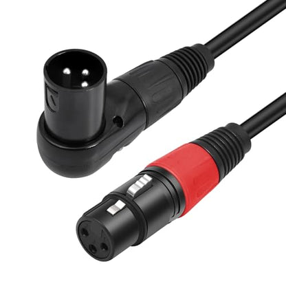 Right Angle XLR Cable 6FT, 2Pack, Black, Straight Female to 90 Degree Male Microphone Cable Cord, 3Pin XLR Adapter for Sound Devices Mixer Recorder - size: 6FT, style: R/A Male to ST FM