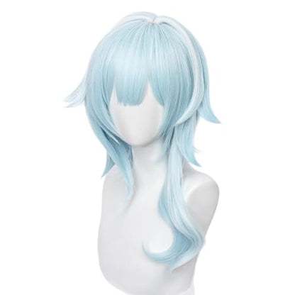 Eula Wig for Women Blue Gradient Shoulder-length Heat Resistan Synthetic Hairs for Unisex Adult Halloween Cos Anime Captain of the Reconnaissance Company Wigs - color: Blue Shoulder-length