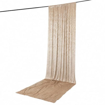 Efavormart Beige Premium Crushed Velvet Backdrop Curtain 5ft x 16ft – Ceiling Drape Panel & Room Divider Curtain with Rod Pocket, 70% Blackout - color: Beige, size: 192"W x 60"L (Pack of 1)