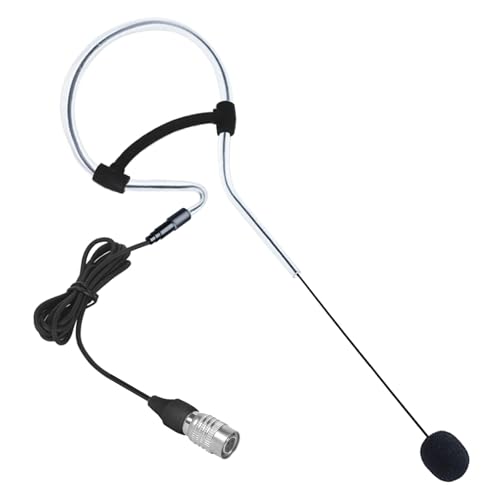 Black Single Headset Microphone Compatible with Audio-Technica | Earset Headworn Over Ear Hanging Condenser Mic for Wireless Bodypack Transmitter System with Hirose 4 Pin Plug - style: Hirose 4 Pin Plug Compatible with Audio-Technica