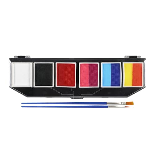 Professional Face Paint（60gm),Water Activated Face Body Painting Kit for Kids & Adults,Hypoallergenic & Non-Toxic,Perfect for Birthday Parties/Halloween/Carnival - color: Six-panel face paint tray