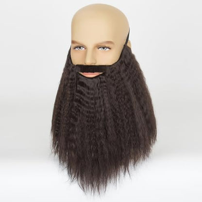 Yan Dream Long Synethetic Fake Beard Wizard Fake Beard and Mustache for Adult Cosplay Halloween Party - color: Brown