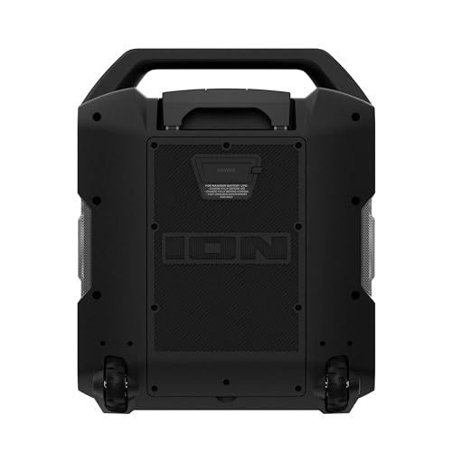 ION Block Rocker 120W Bluetooth Outdoor Speaker with Wheels | Water Resistant, Radio, Karaoke Mic, USB Charging, Stereo Linking, Bass Boost and App Control, for Parties and Outdoor Events - style: 120W water-resistant