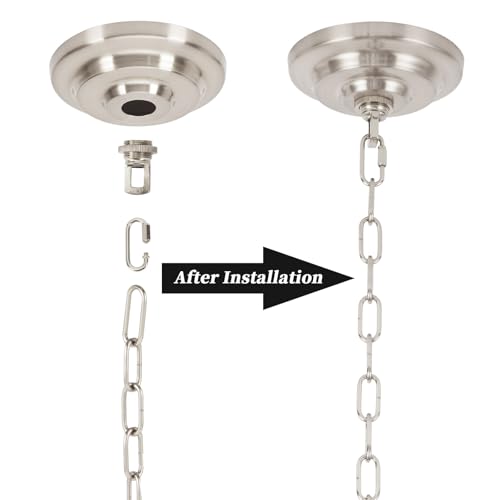 Heavy Duty Light Fixture Canopy Kit 5.3 Inches Diameter & 5.9 Feet Chain Ceiling Mounting Hardware for Pendant Light, Chandelier or Swag Light Fixtures, Brushed Nickel - color: Brushed Nickel