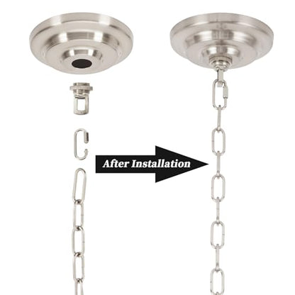 Heavy Duty Light Fixture Canopy Kit 5.3 Inches Diameter & 5.9 Feet Chain Ceiling Mounting Hardware for Pendant Light, Chandelier or Swag Light Fixtures, Brushed Nickel - color: Brushed Nickel
