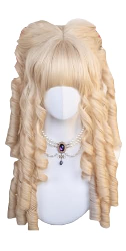 Blonde Roman Roll Lolita Wig Retro Victorian Long Curly Synthetic Hairpiece Costume Hair for Tea Party - color: Blonde