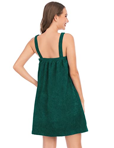 Veseacky Women Bath Wrap Towel for Womens Shower with Pocket Adjustable Spa Robe & Facial Headband - color: Army Green, size: XX-Large