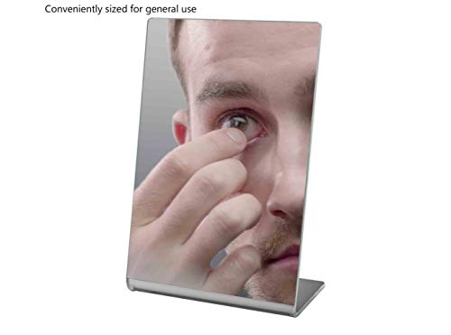 Marketing Holders 4 Pack Plexiglass Mirror 4" x 6" Slant Back Counter Top Free Standing Salons Optical and Jewelry Shops Travel Acrylic Slanted Mirrors Vanity Makeup Locker - size: 4"w x 6"h